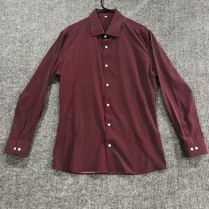 State & LibertyMaroon W/White Polka Dots Athletic Fit Stretch Dress Shirt XL